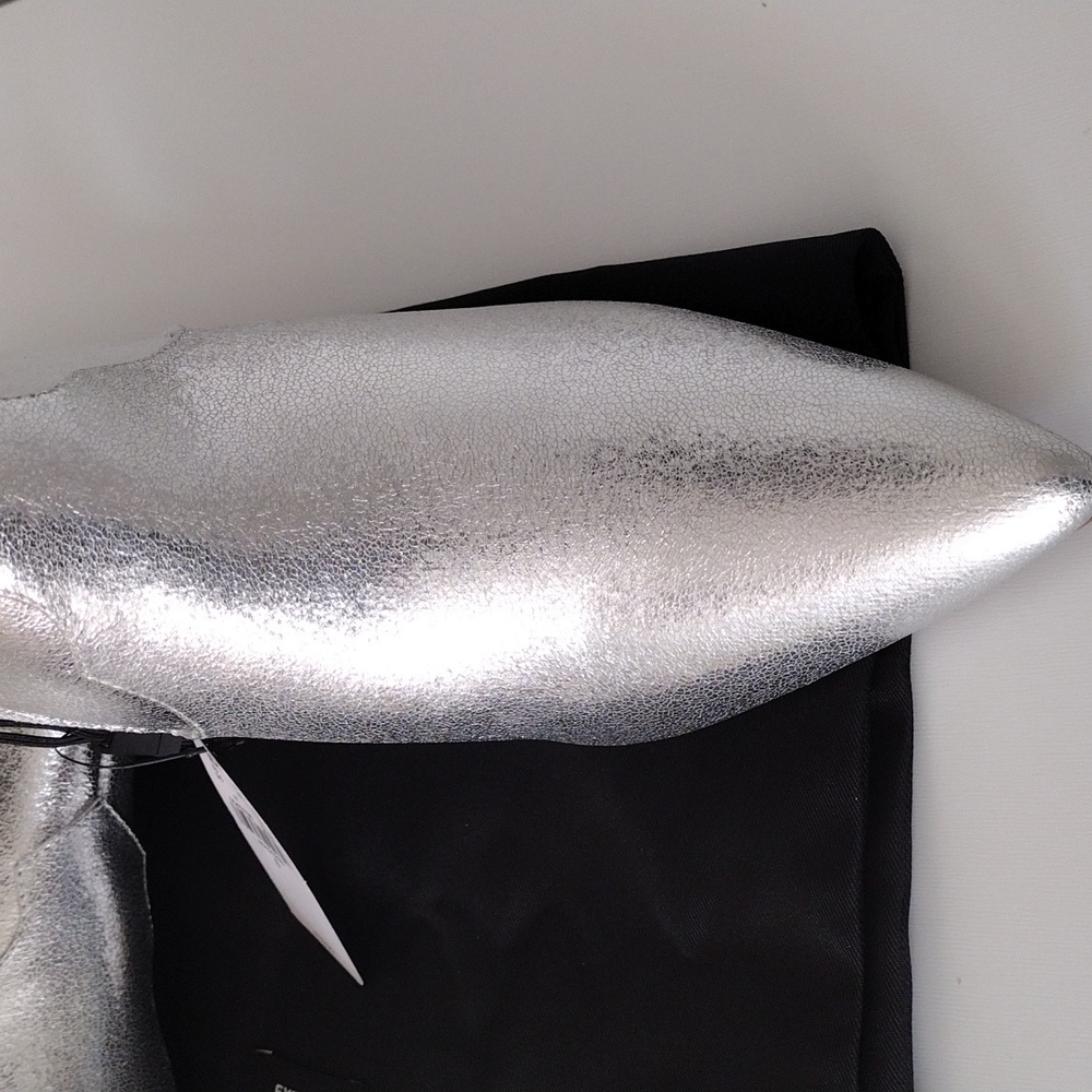 Express Pointed Toe Thin Heeled Booties. Metallic Silver. Size 8 - Picture 14 of 16